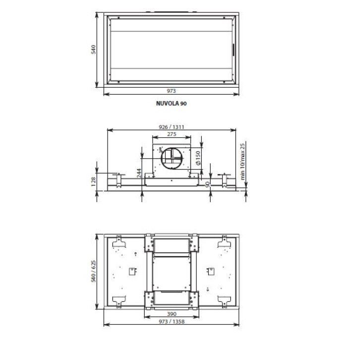 Витяжка Falmec NUVOLA LED 90 Stainless steel (1300)