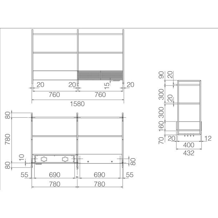 Витяжка Elica OPEN SUITE BL/F/160