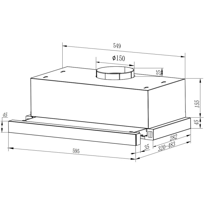 Витяжка Interline SLIM ULTRA GLASS BL A/60